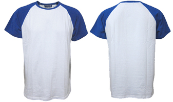 White shirt with shop different colored sleeves